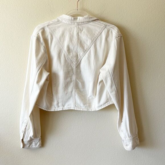 Madewell Denim Pleated Cropped Button Up Shirt Jacket - Picture 9 of 15